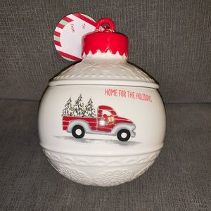 Red Truck Christmas Ornament Canister